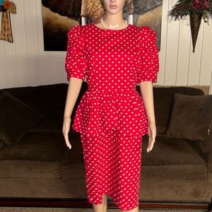 David Mitchell • Vintage • Red/White • Polka Dots • Size 9/10 • USA • Dress